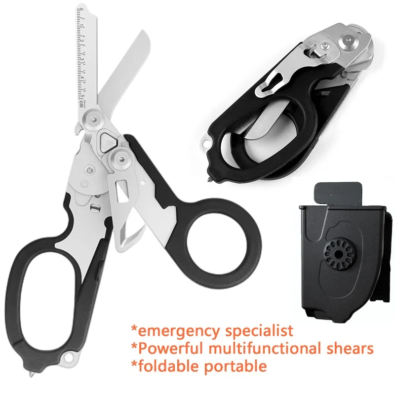 Multifunction Foldable Scissors First Aid Expert Tactical Folding Scissors  Outdoor Survival Tool Combination Gadget