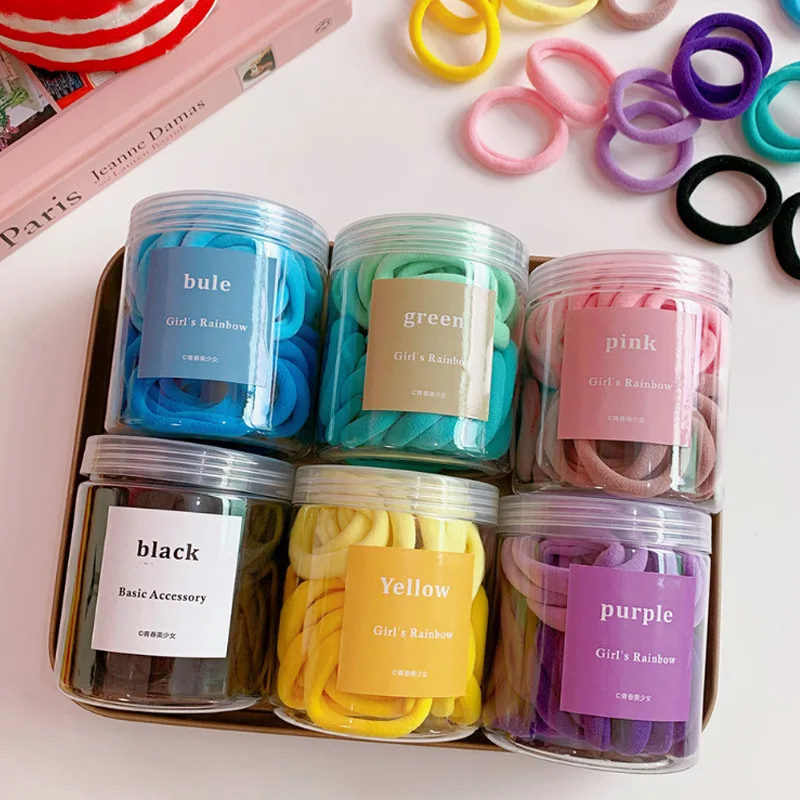50pcs/lot Wholesale Girl's Candy Color Hair Tie With Box Kids S Ice Cream  Color Hairbands Cute Gum Lady's Cute Accessories - Hair Ties - AliExpress