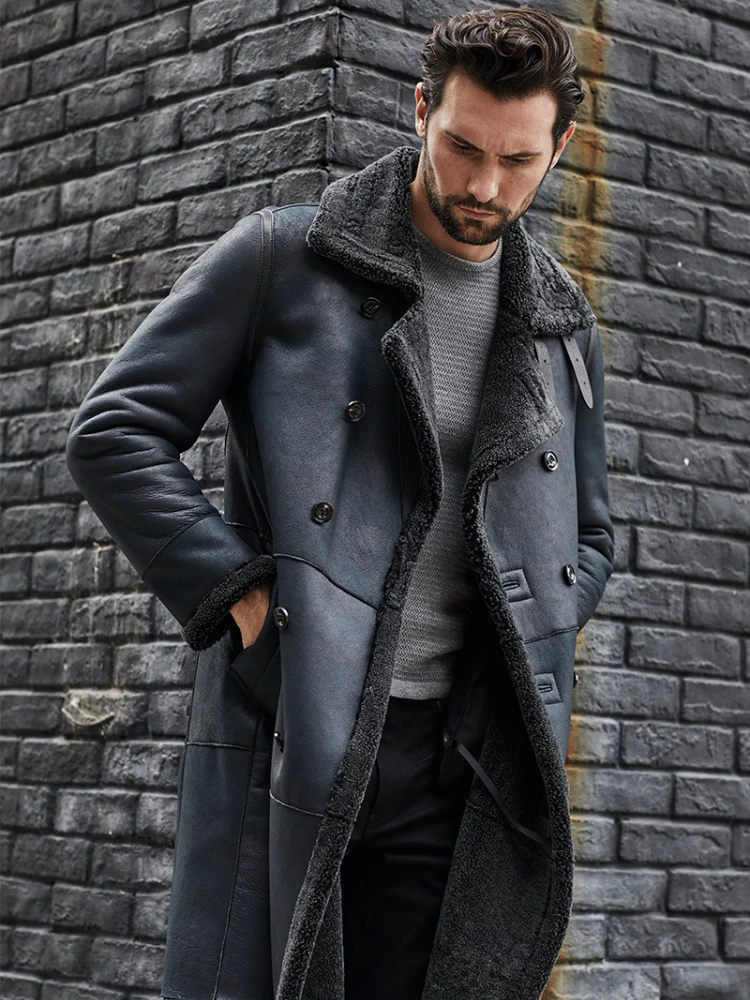 Manteau épais en cuir de mouton véritable pour homme, doudoune chaude de  luxe, à capuche, nouvelle