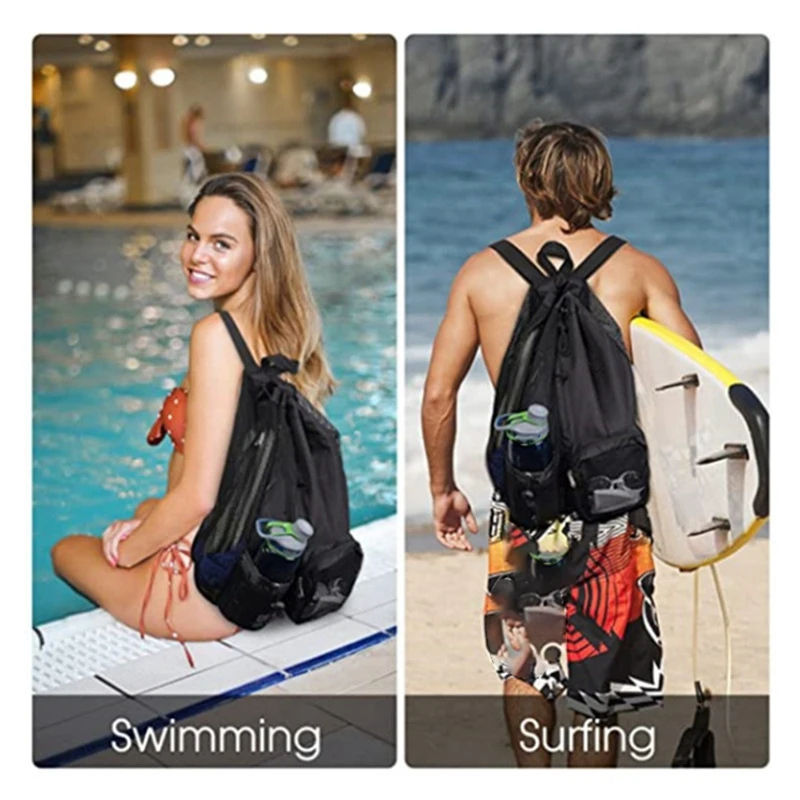 Swim Bag Mesh Drawstring Backpack For Swimming, Gym, Pool, Workout Gear & Sports-N56