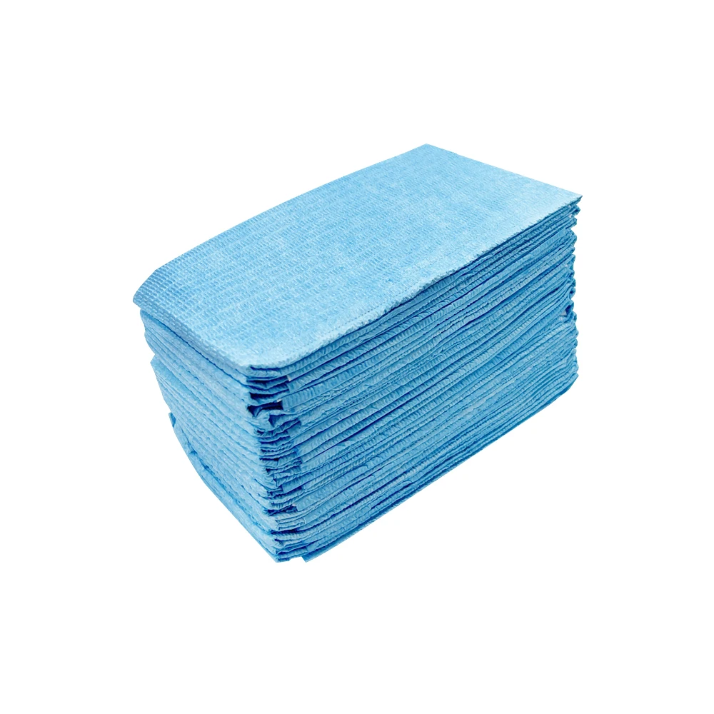 Almohadilla de limpieza Dental desechable, pañuelo de papel médico impermeable, con cordones, color azul, 100 piezas