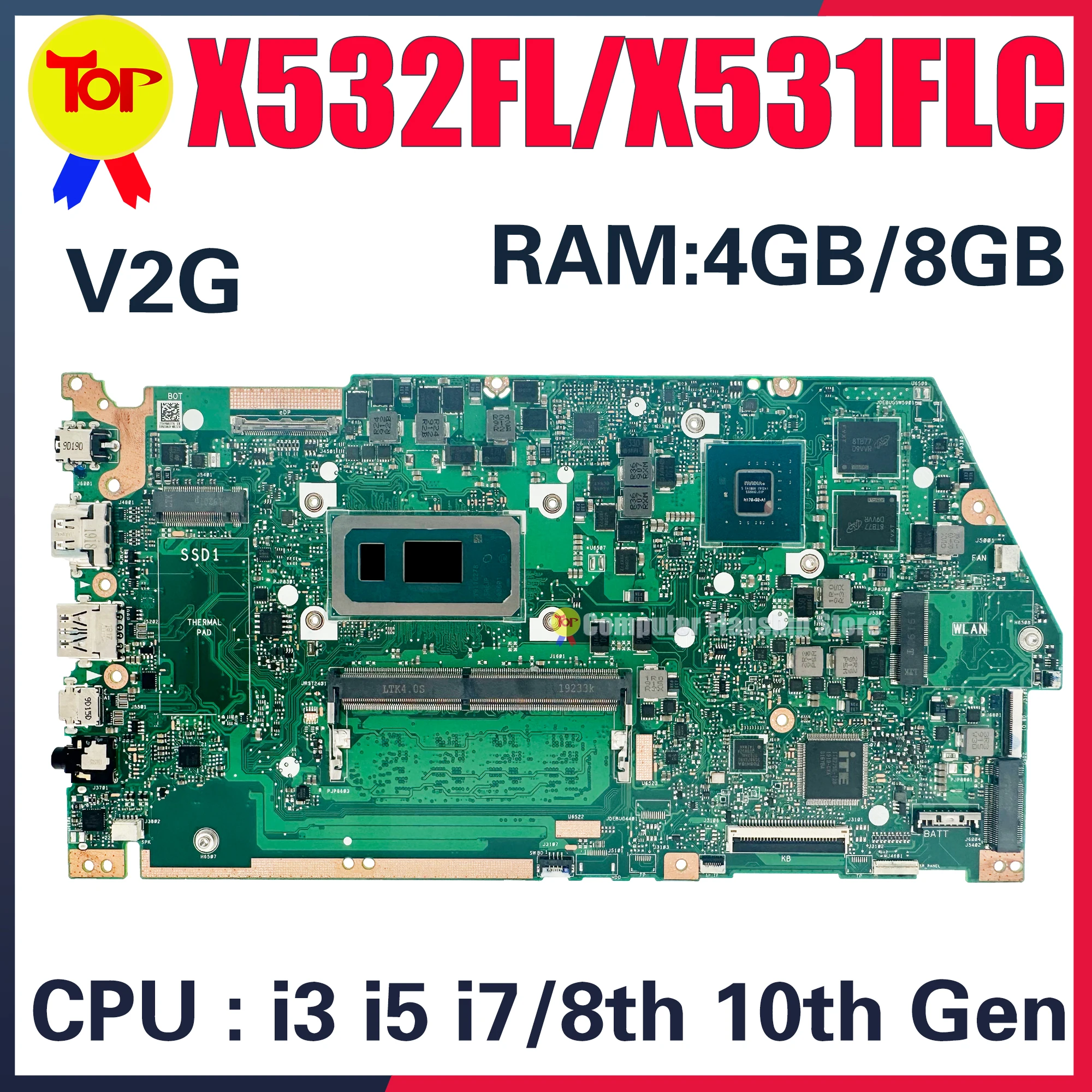 Материнская плата для ноутбука X532FL Материнская плата ASUS X532FLC X531FL S532F K532F V532F S531F K531F V531F X532F X531F i3 i5 i7 8th/10th