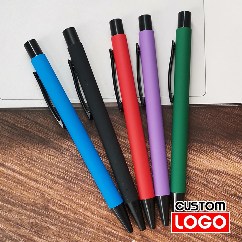 100 pcs Personalized Custom Logo Metal Ball Point Pen Business Advertising Office Pens Birthday Gift School Stationery