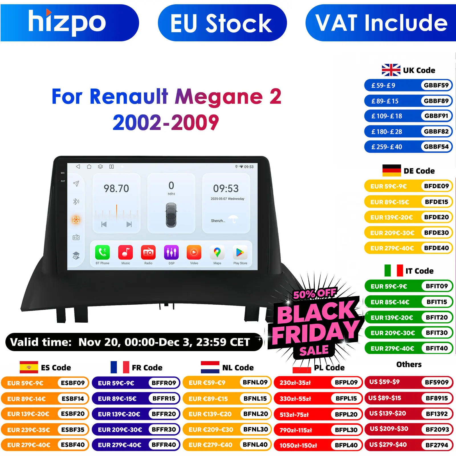 9'' 6115 Intelligent Screen 2din Android Car Radio Multimedia Video Player for Renault Megane GPS Nav Carplay 4G RDS
