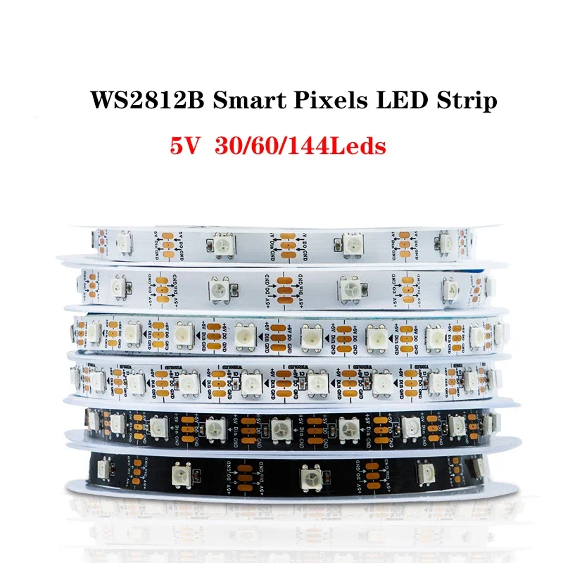 

WS2812B Smart Pixels LED Strip 30/60/144 LEDs/M WS2812 IC 1m/2m/3m/4m/5m 5050 RGB Lights Tape DC5V