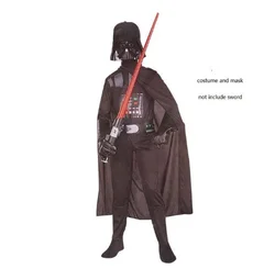 Children's Black Warrior Cape & Mask Costume Set - S (Black with mask)