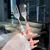 Tenedor de acero inoxidable con mango de perla: Elegancia para Postres y Pastas | Emoape