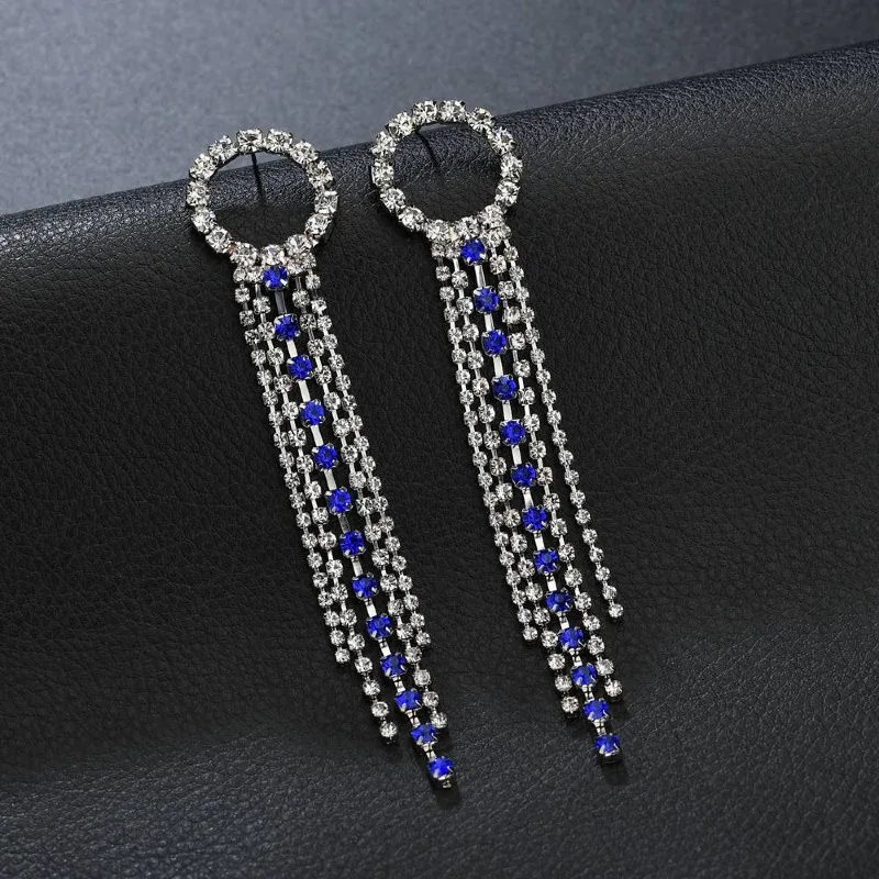 New Luxury Rhinestone Crystal Long Tassel Earrings for Women Bridal Drop Dangling Earrings Party Wedding Jewelry Gifts - Image 5