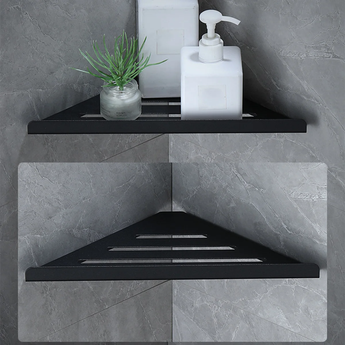 Bathroom Storage Shelf 1/2/3/4Pcs No Drill Stainless Steel Shampoo Storage Rack Corner Shower Heavy-Duty Hollow