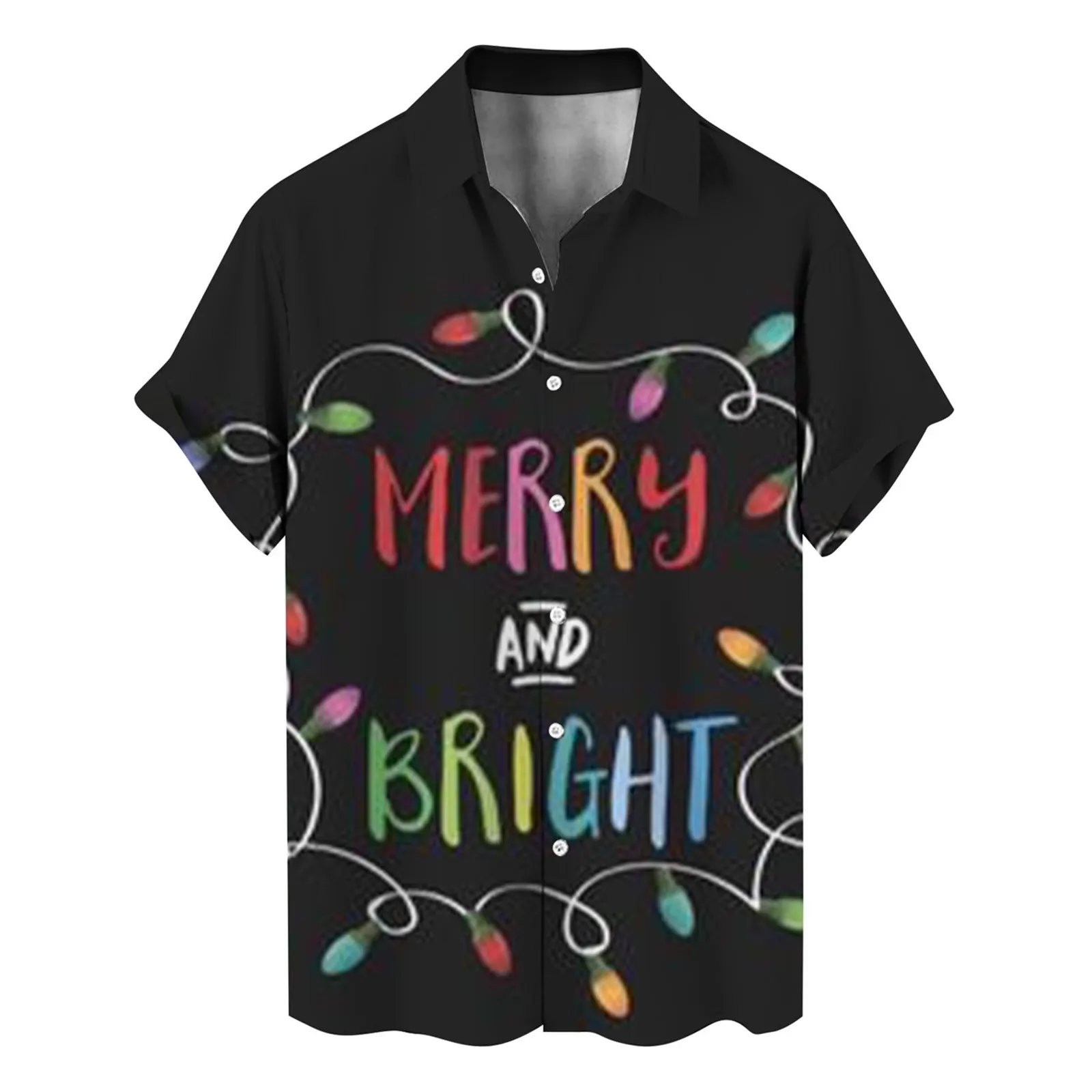 

Mens Christmas Shirts Short Sleeve Lapel Club Graphic Print Shirts Button Down Oversized Holidays Y2k Xmas Santa Claus Shirts