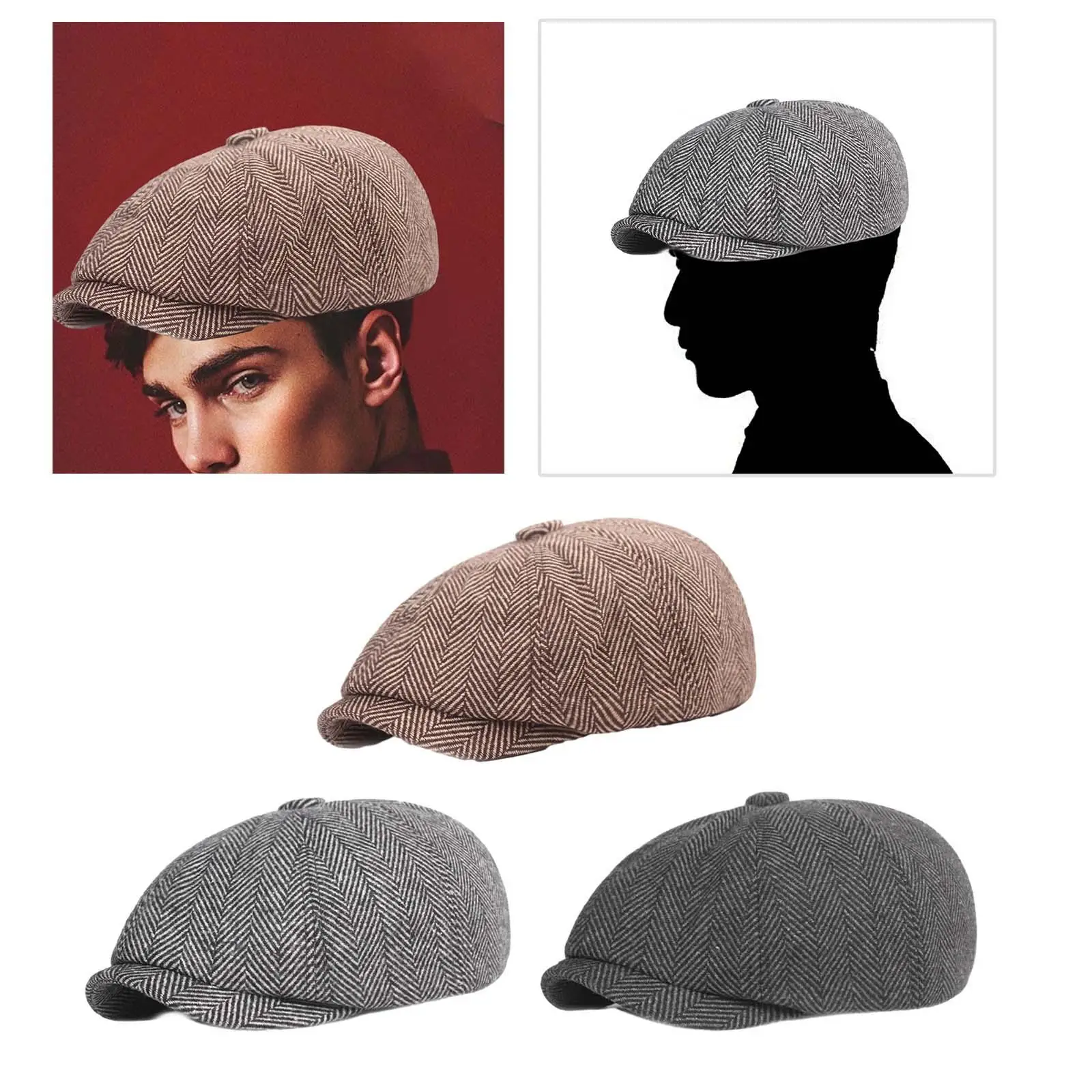 Baker Boy Hat Men Flat Cap Soft Golf Hat Male Warm Headwear Newsboy Hat Beret Hat for Traveling Driving Fishing Outdoor Hiking