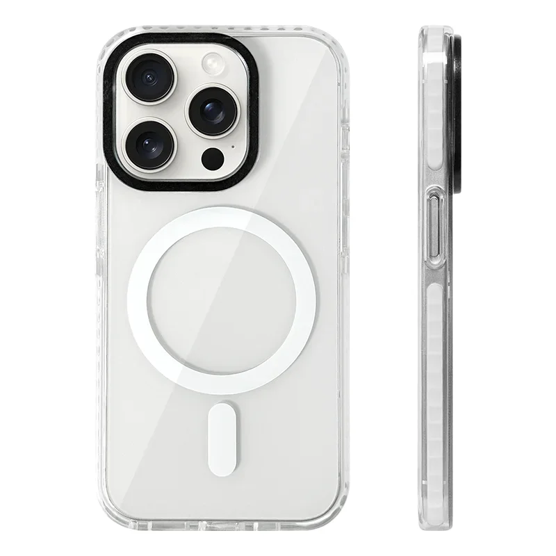 Vibrant Neon Transparent MagSafe Compatible Phone Case with Soft Silicone Bumper