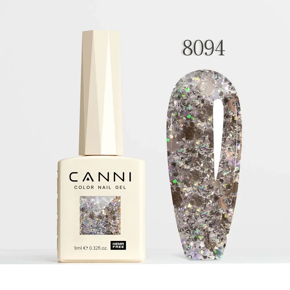 CANNI HEMA Free Black Glitter Diamond Sparkle Gel Polish - Long-Lasting Glossy Finish