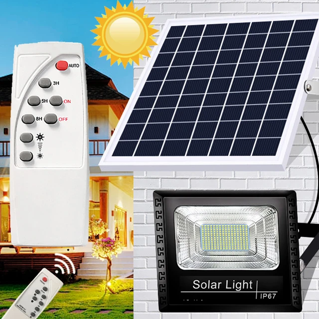 Solar Projector Led Reflector Outdoor Remote Control Waterproof Garden Foco  Led Exterior Solar Spotlights