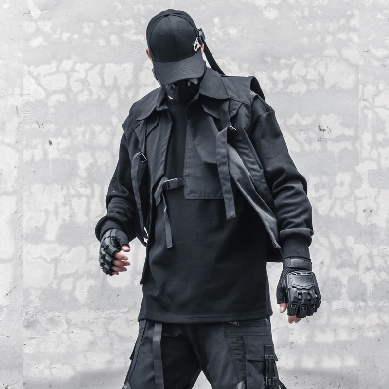 

Дизайнерский Темный жилет, Осенний жилет для мужчин, тонкая хирургическая одежда в стиле Хай-стрит, Женская стильная модная жилетка без рукавов с зажимом