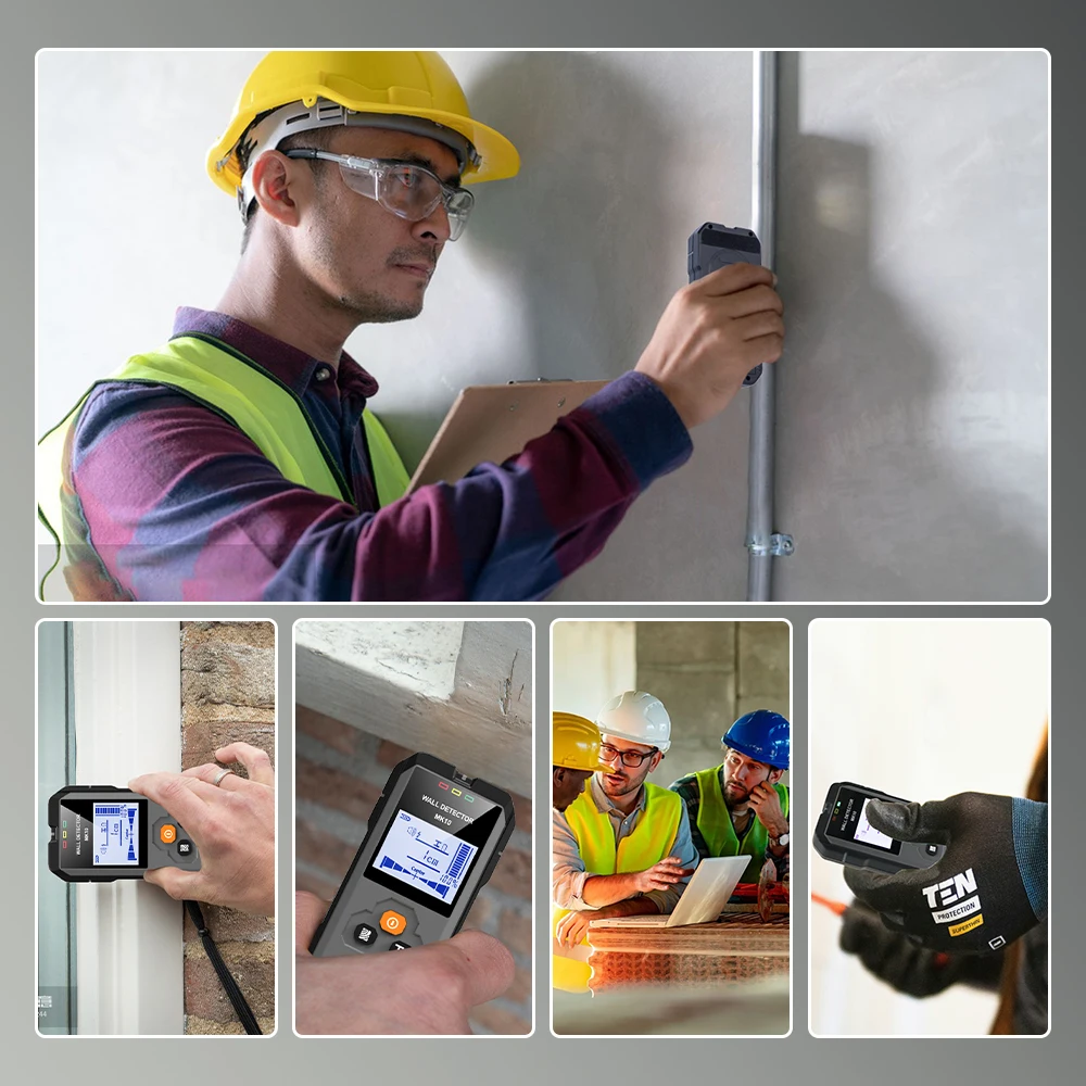 MK10 Multi-functional Metal Wood Detection Function Wall Detector Maka Stud Finder for AC Metal Wood Detect Ceilings Floors Find 3
