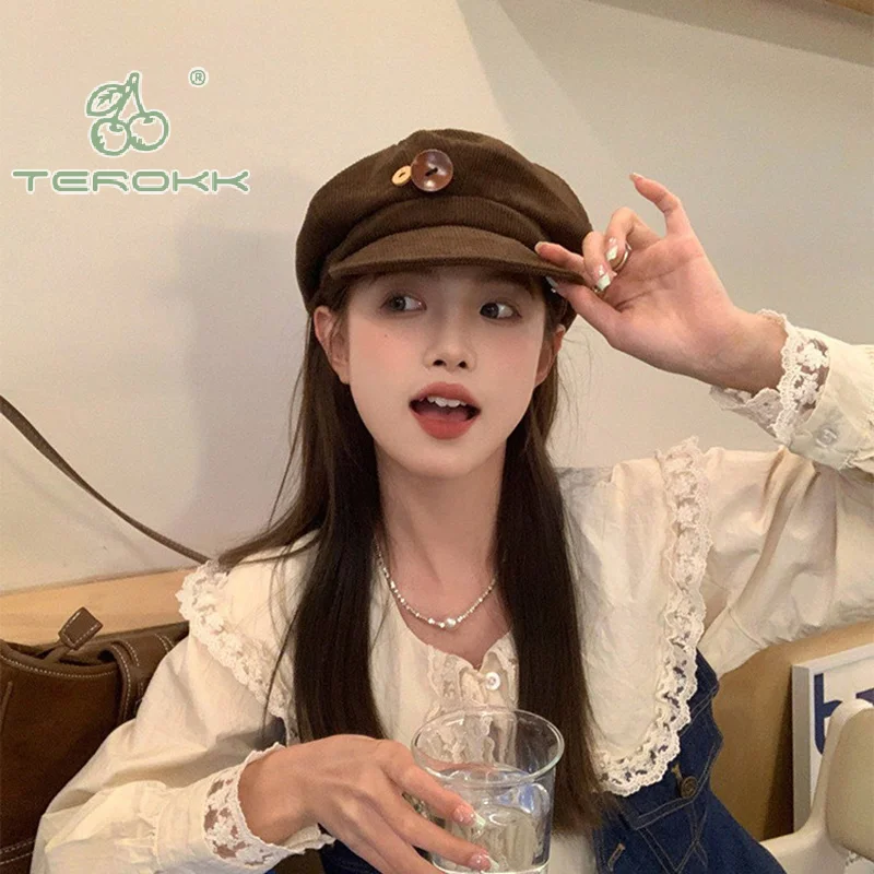 Autumn Winter Women Berets Female Retro Boinas Berets Cap Lady Bonnets Hat Octagonal Newsboy Hat
