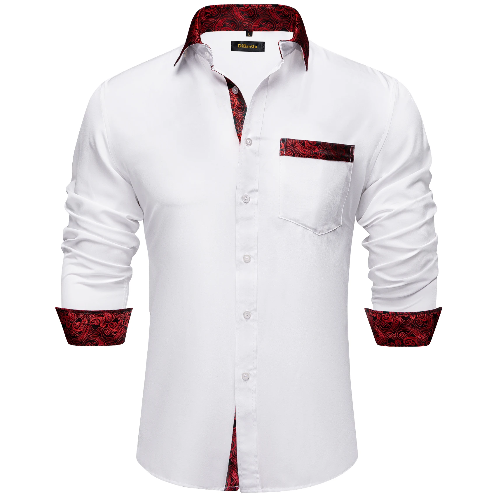 White Spring Autumn Long Sleeve Party Shirts For Men Classic Luxury Brand Men Shirts Fashion Party Male Wears Free Shipping Gift
