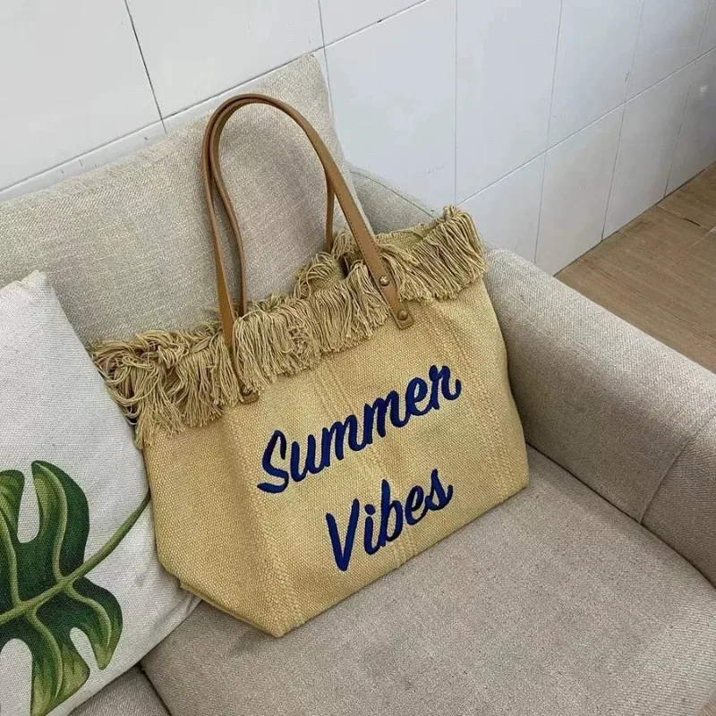 Canvas Women Handbags Large Tote Beach Bag Shopping Bags Underarm Shoulder Bag For Female Casual Top-Handle Bags