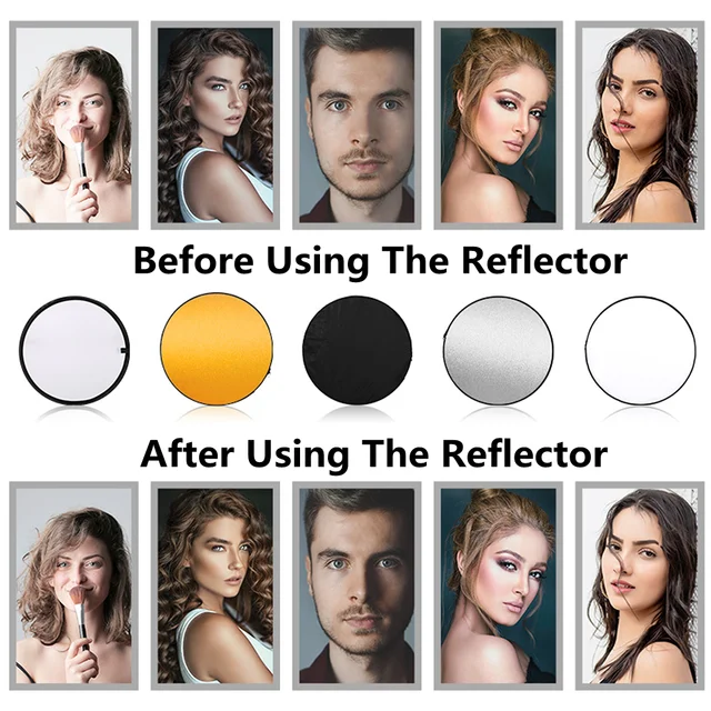 60/30CM 12 Inch Reflector 5 in 1 Photos Round Reflector For Photography Light Diffuser Photo Studio Accessory Handhold Portable 5