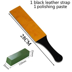 Premium Cowhide Leather Polishing Paste Knife Sharpening Kit with Mirror Finish Tools - Polishing paste (Set A 28cm)