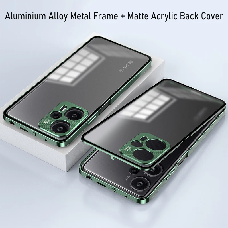 

For Xiaomi Redmi Note 12 Turbo Case Aluminium Alloy Metal Frame Camera Protect Acrylic Back Cover For Redmi Note 12 Turbo Coque