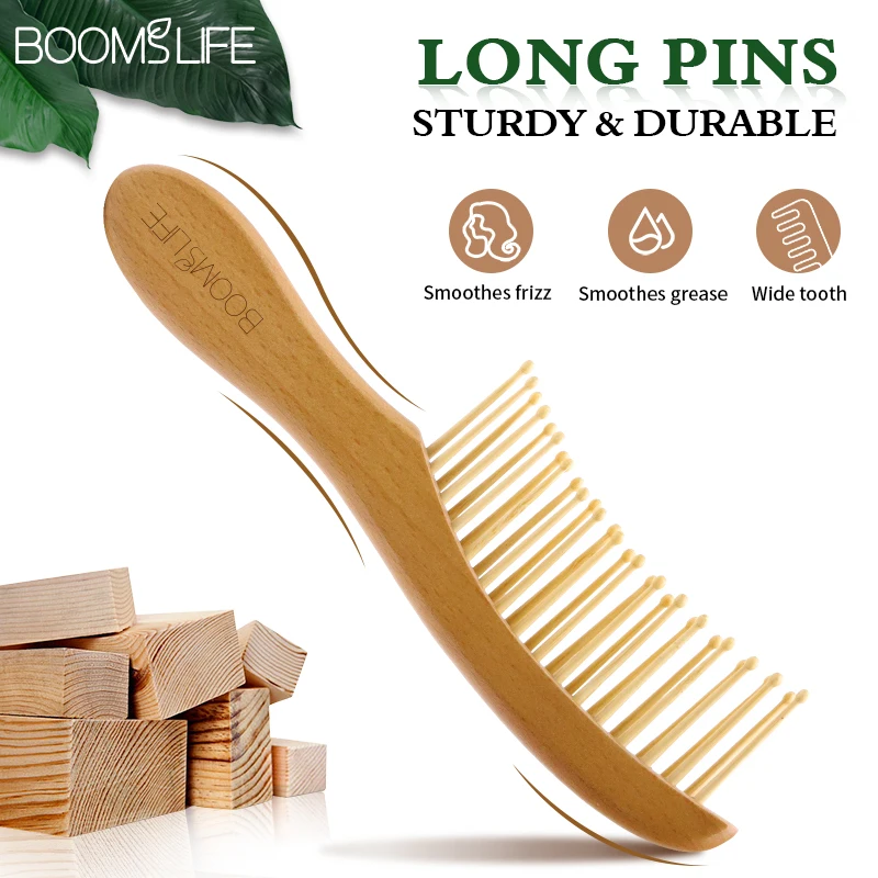 Wood Comb Wide Tooth Wet Hair Combs Antistatic Styling Comb For Long
