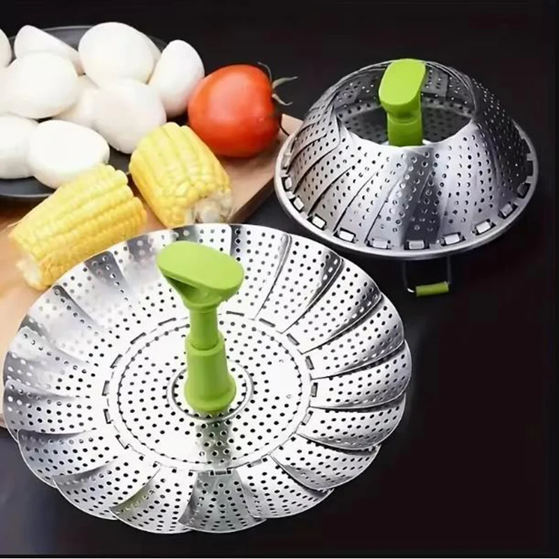 Stainless Steel Lotus Steaming Tray Folding Food Steamer Rack Basket 1pc steamer rack steamer basket