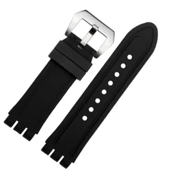 Sports Men's Silicone Watch Strap - 23mm Rubber Bracelet Accessory - 23mm (Black - silver buckle)