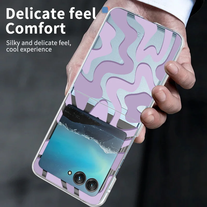 Stripe Pattern Shockproof Clear Folding Phone Case - Slim Transparent Hard Back Cover