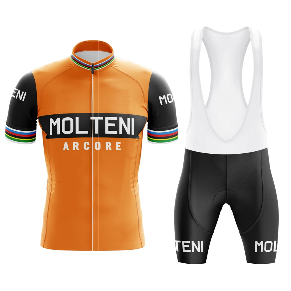 thumbnail image 1 of Conjunto de maillot de ciclismo retro Molteni para hombre, de manga corta, pantalones de montar, ropa clásica de montaña, maillot de ciclismo de triatlón, 1 of 4