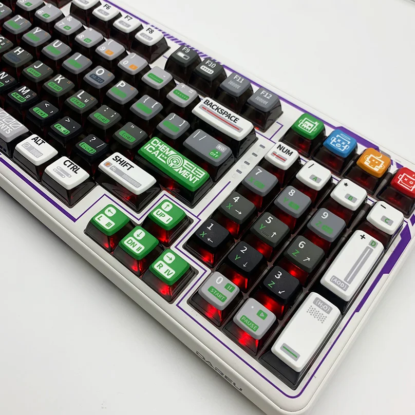 Transparente Pudim Keycaps Set, Acessório Teclado Mecânico,
