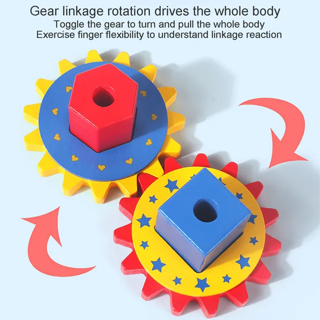 Wood Gear Toys Wood Stacking Toys Gear Shape Sorting And Color Recognition Toddler Toys For Boys Girls Learning Colors 2
