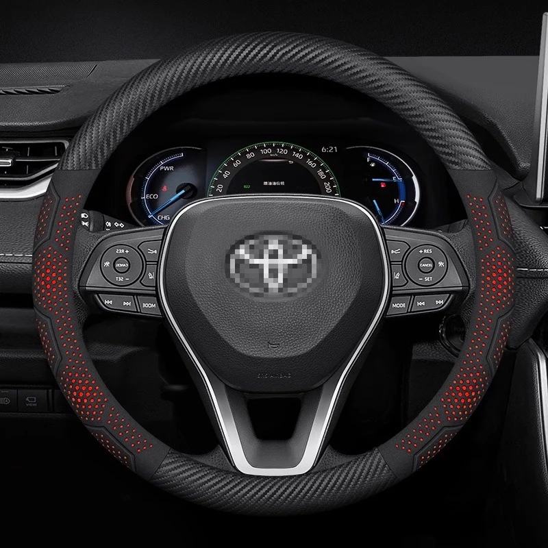 Copri volante sportivo in fibra di carbonio adatto per Toyota Camry RAV4 Highlander Fortuner Hilux Sienna Innova Car Styling - Image 2