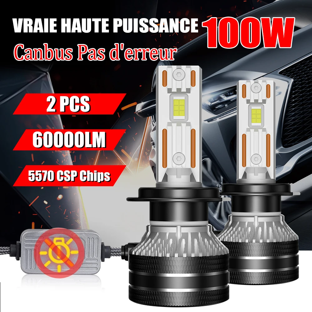 H7 100W LED Haute puissance pour feux de route