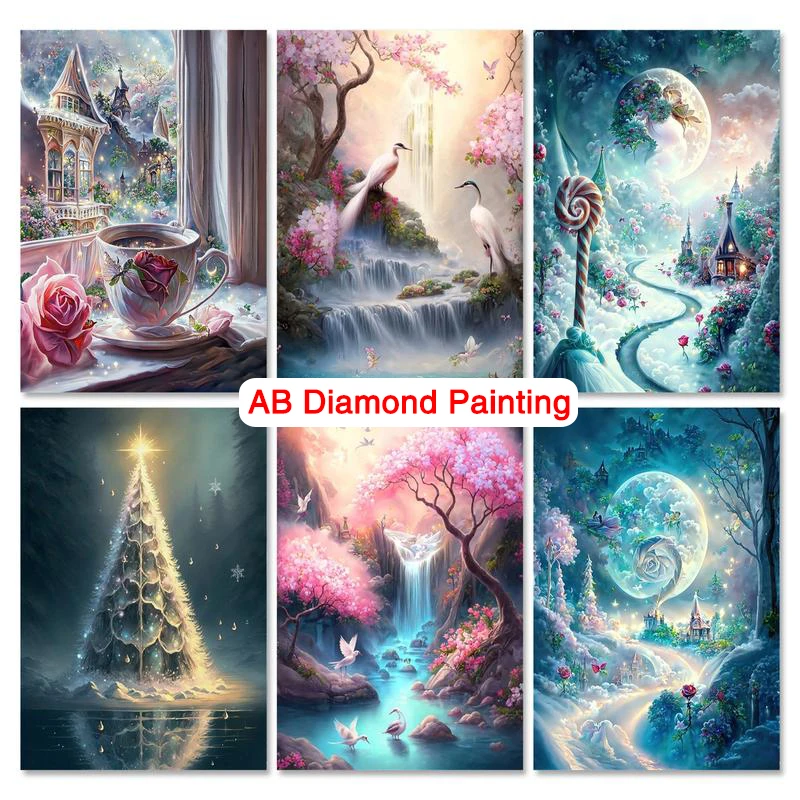

GATYZTORY DIY AB Diamond Painting New 2023 Fantasy Tree 5D Full Square Round Mosaic Landscape Creative Craft Gifts Wall Decor