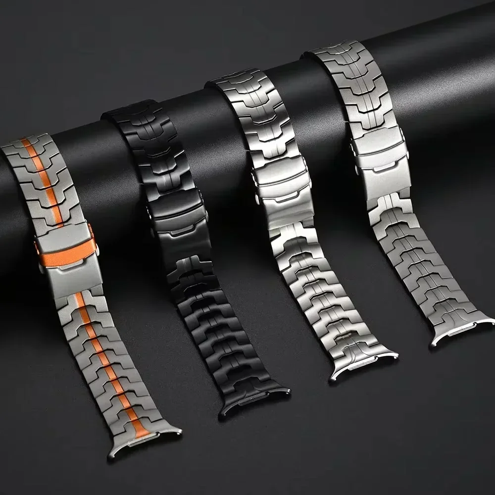 Premium Stainless Steel Watch Band - Elegant Business Style Bracelet, Curved End Design, 47mm