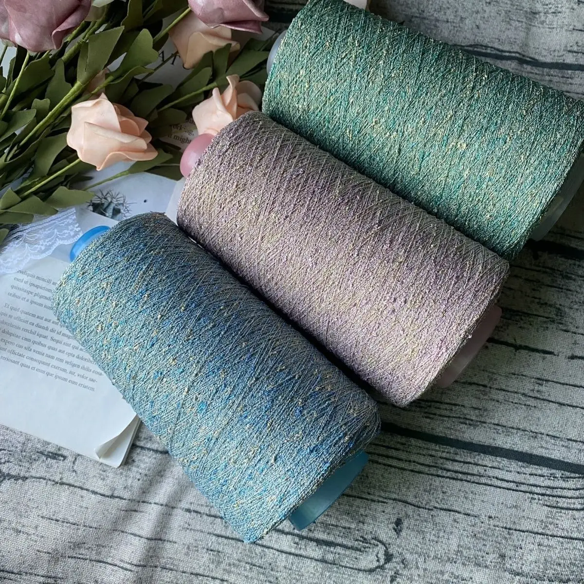 250g/개 특수 세그먼트 염색 골드 와이어 다채로운 콩실 DIY 스카프 스웨터..