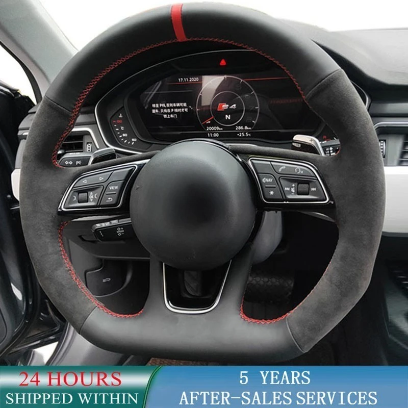Coprivolante Per Auto A Treccia Wrap Camoscio Nero Per Audi A3 (8V) A4 (B9) Avant A5 (F5) A1 (8X) Sportback Q2 Accessori Per Auto