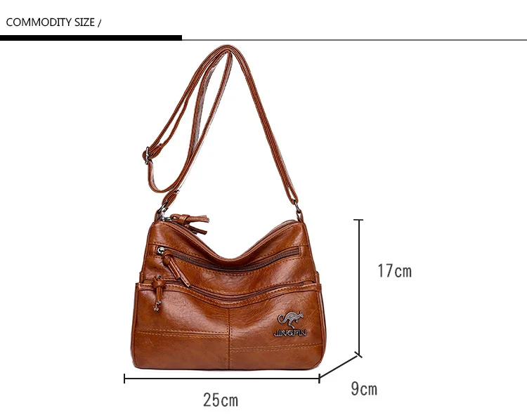 Bolsa de Ombro Textura de Couro Mensageiro Macio Bolsa Moda Feminina Simples Europeu Americano Tendência Retro Multi Bolso Grande Capacidade 4 Computers & Electronics