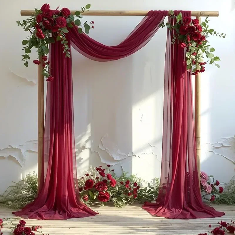 Elegant Sage Green Sheer Draping Curtains for Wedding and Event Decor