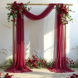Elegant Sage Green Sheer Draping Curtains for Wedding and Event Decor (Wine red)