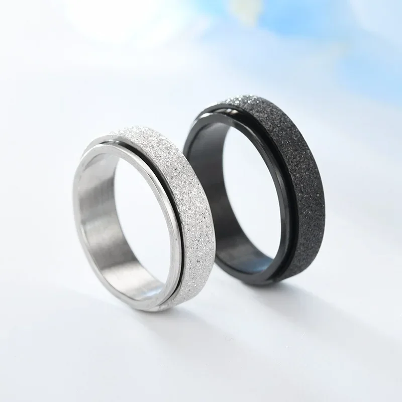 Fidget Spinner Ring 6mm Anxiety Smooth Stainless Steel Spinning Rotating Ring For Men Women Anti Stress Jewelry Gift