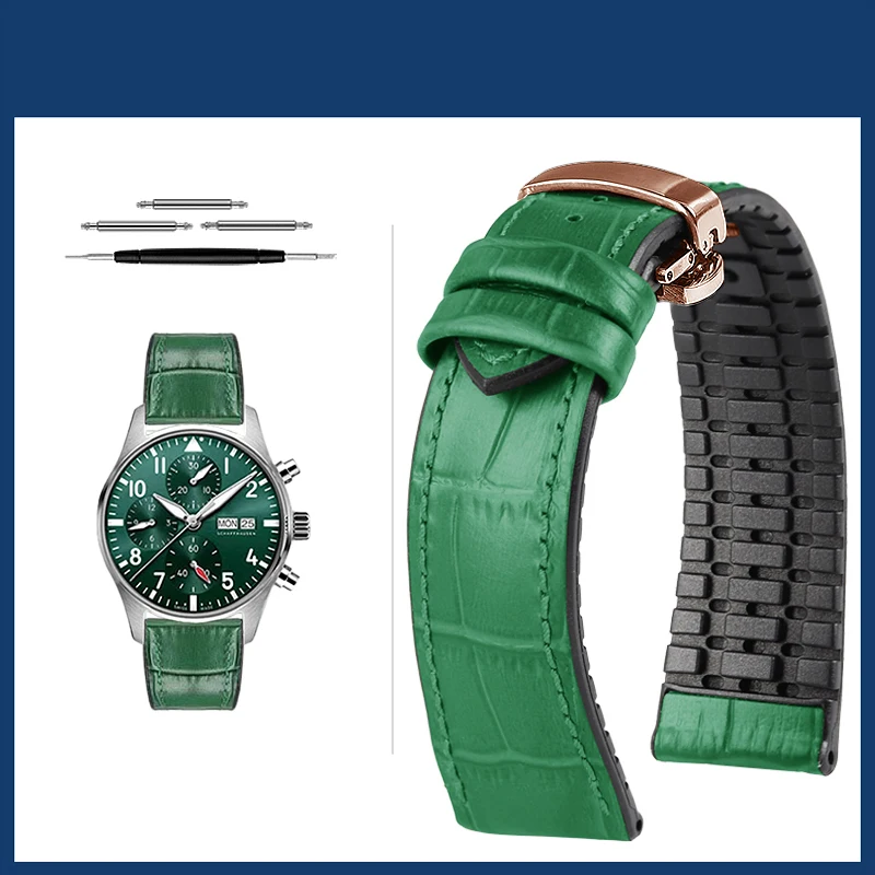 Premium Cowhide Leather Watch Strap with Butterfly Buckle - Various Sizes