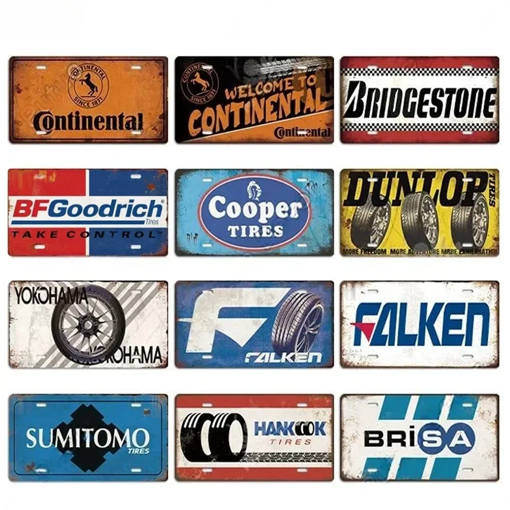 Tire Brand Signage Classic Garage Auto Shop Wall Plate Tin Sign Decor Vintage Metal Car Plate UV Print Plaque Signs Iron Plate 1