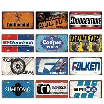 Tire Brand Signage Classic Garage Auto Shop Wall Plate Tin Sign Decor Vintage Metal Car Plate UV Print Plaque Signs Iron Plate 1