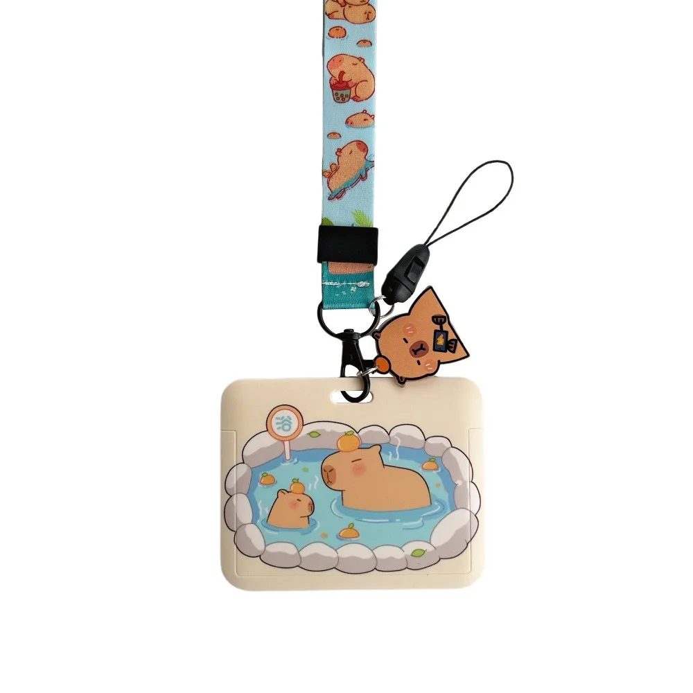 Cartoon Capybara Card Holder Plastic Korean Style Photocard Holder Animal Card Protective Case Students Bus Cover School