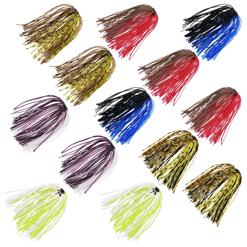 Silicone Spinnerbait Skirts Replacement Jig Skirts Kit, 12/18/24 Bundles Fishing Lure Skirt With Tube Rattles DIY Buzzbait Spoon Blade Squid Jig Bass