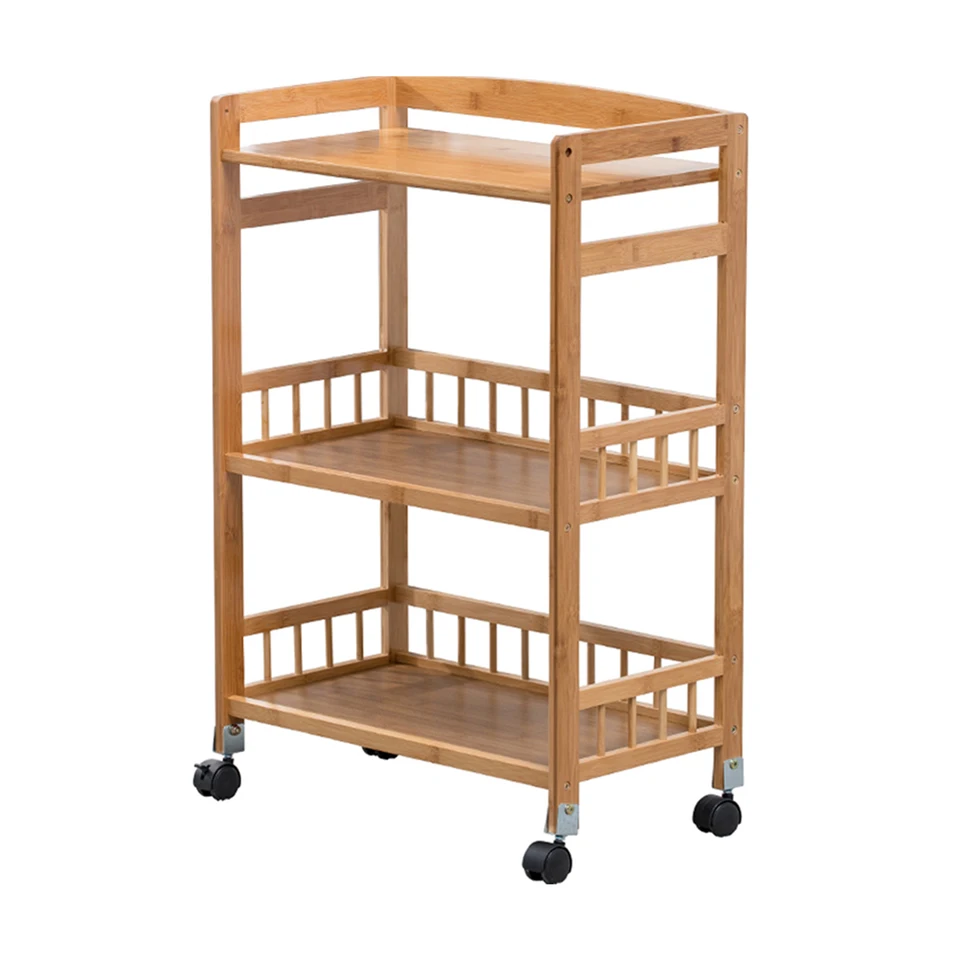 Versatile 3 Tier Bamboo Mobile Serving Cart