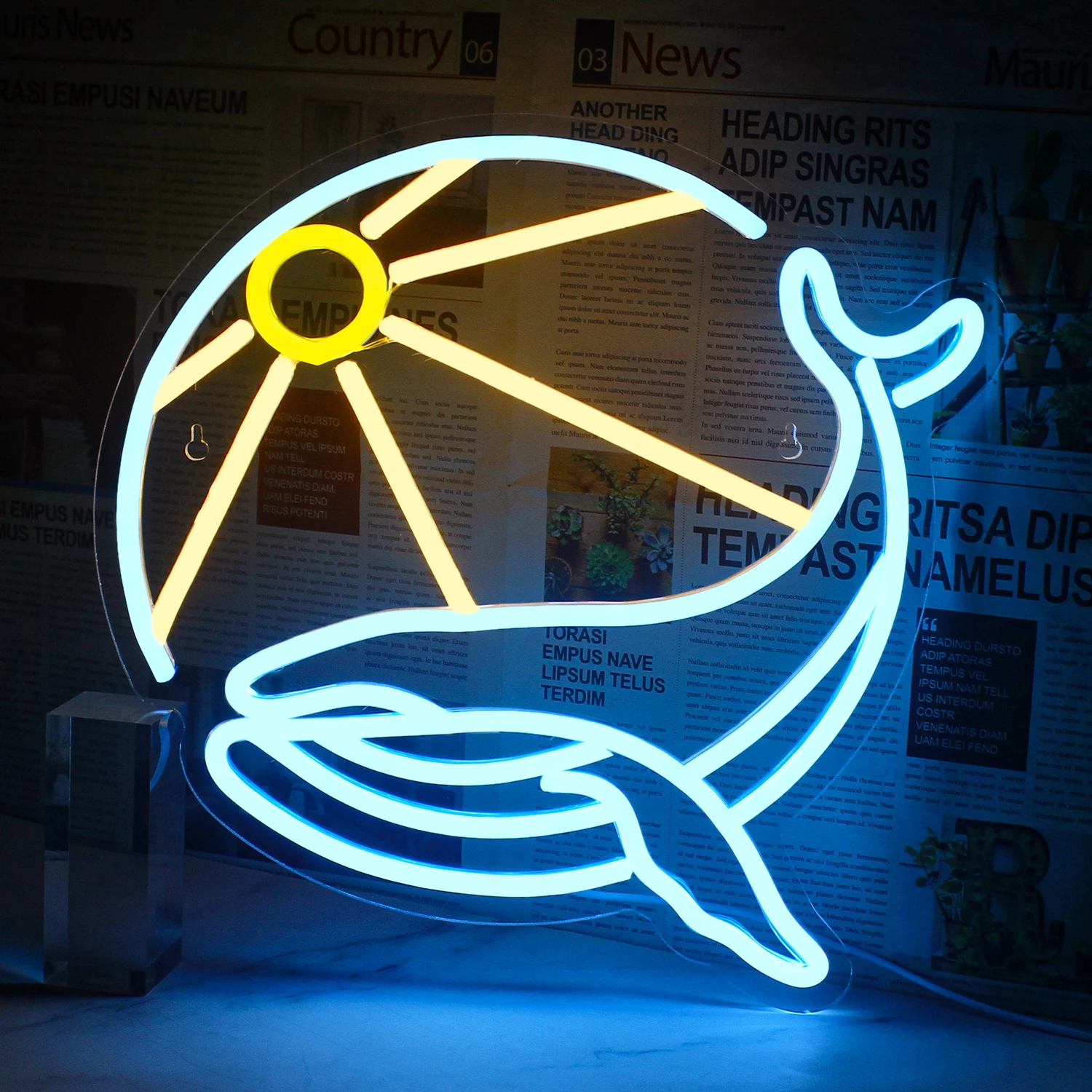 Whale Pattern Neon Light LED Design Neon Sign Night Light Art Decorative Lights Wall Lamp for Room Holiday Lighting Xmas Party